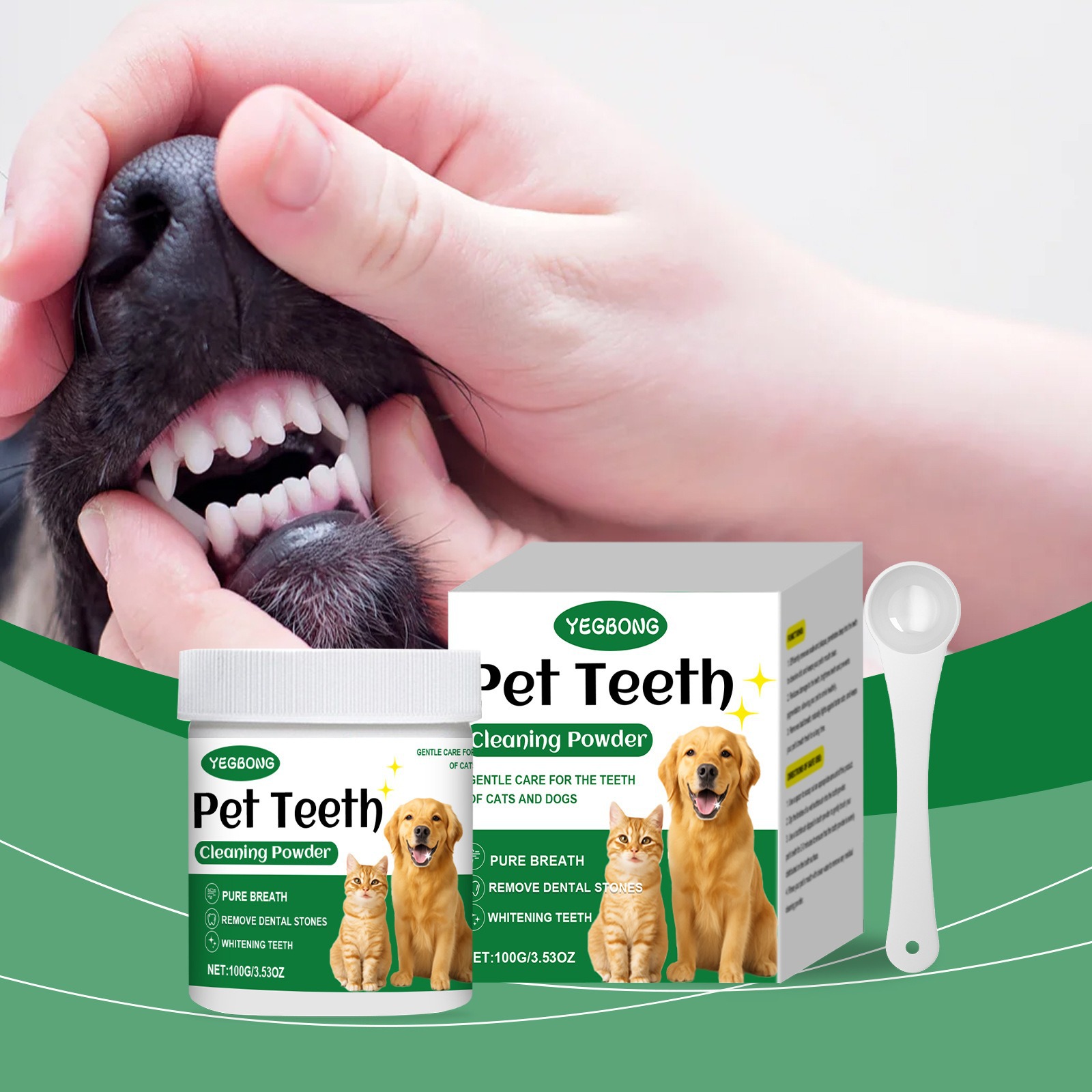 Teeth Whitening Powder - مسحوق تنظيف أسنان الحيوانات الأليفة يقلل