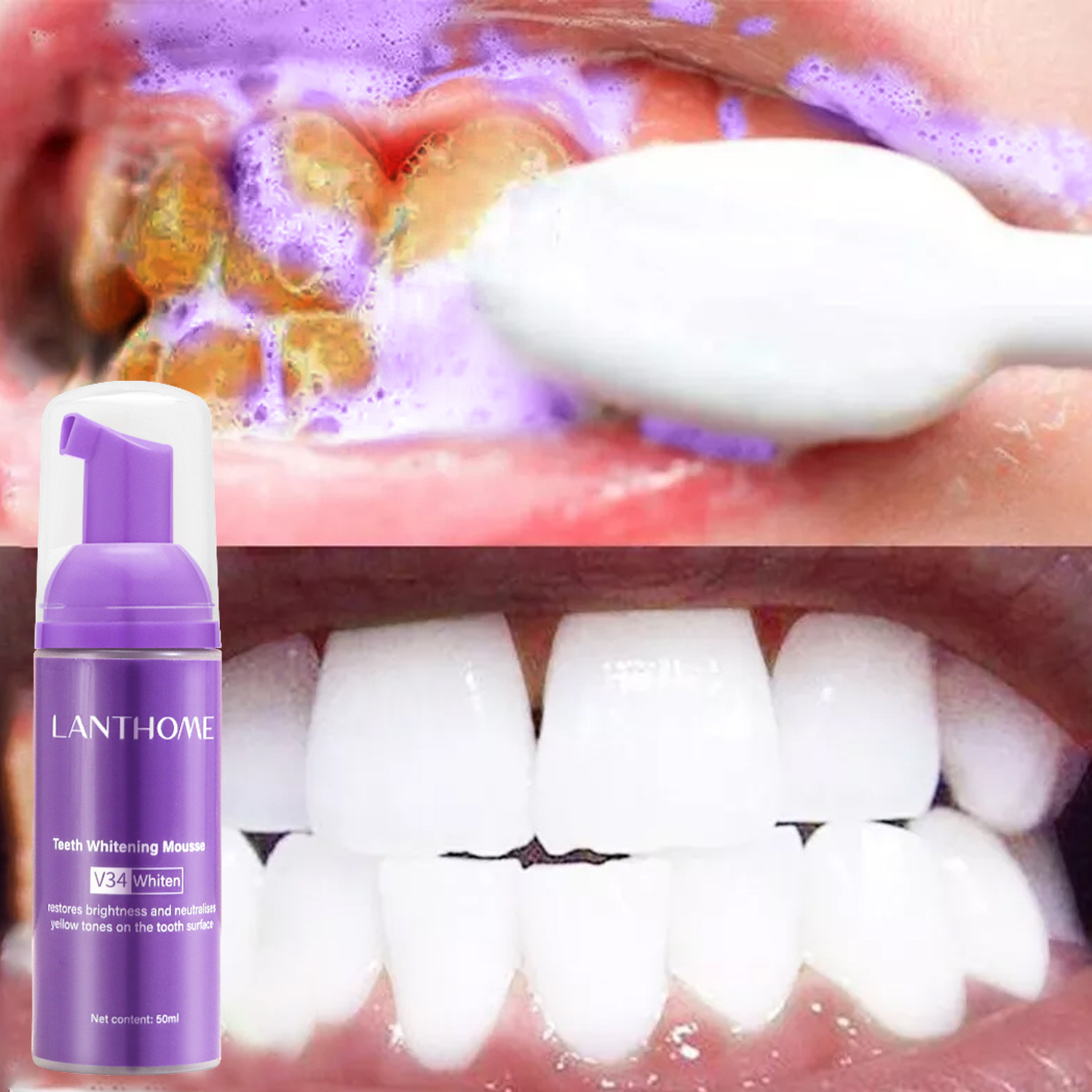 Teeth Whitening Mousse - V34 معجون أسنان موس لتبييض الأسنان