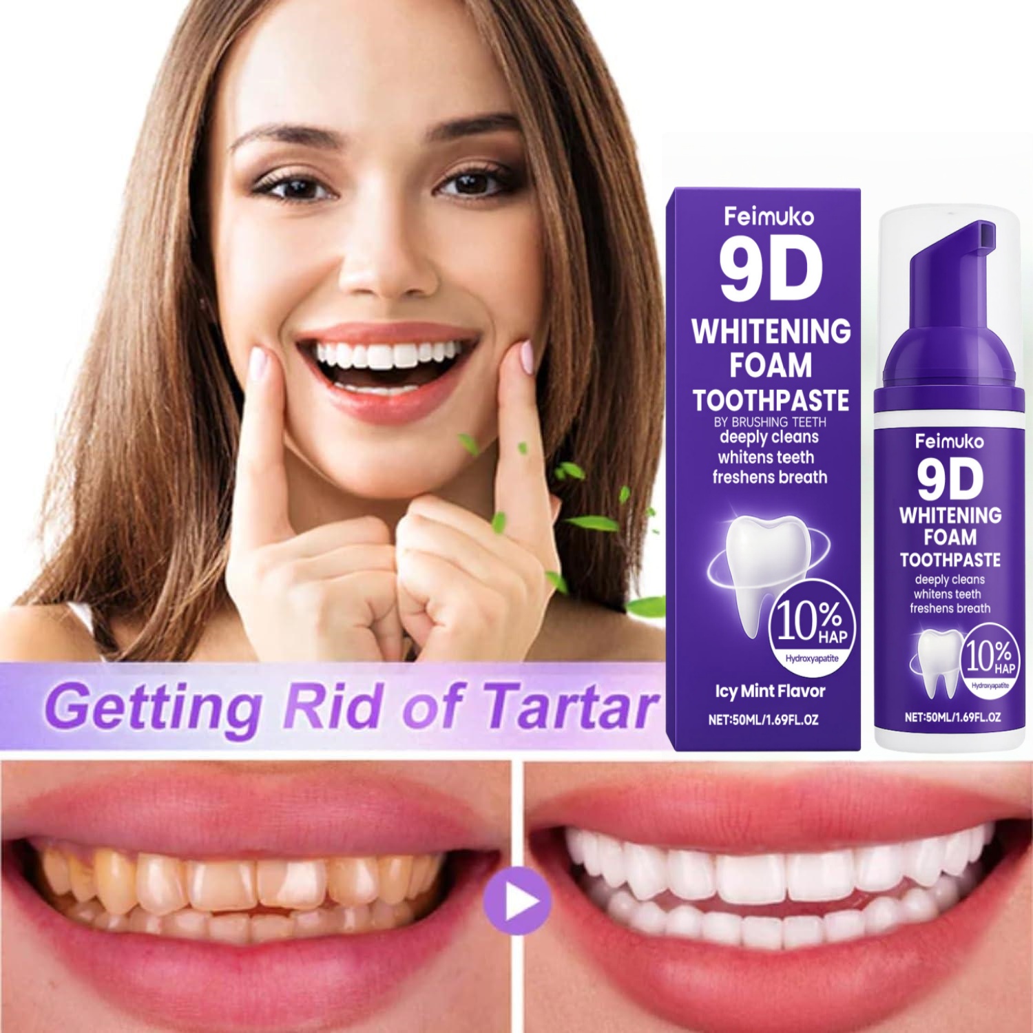 Teeth Whitening Mousse - موس تبييض الأسنان، يزيل البقع العميقة،
