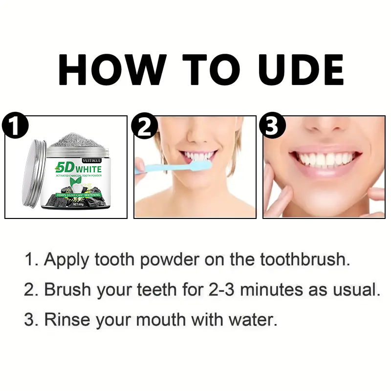 مسحوق أسنان YUlTlKUE 5D بالفحم - مراجعة Teeth Whitening Powder وسعره