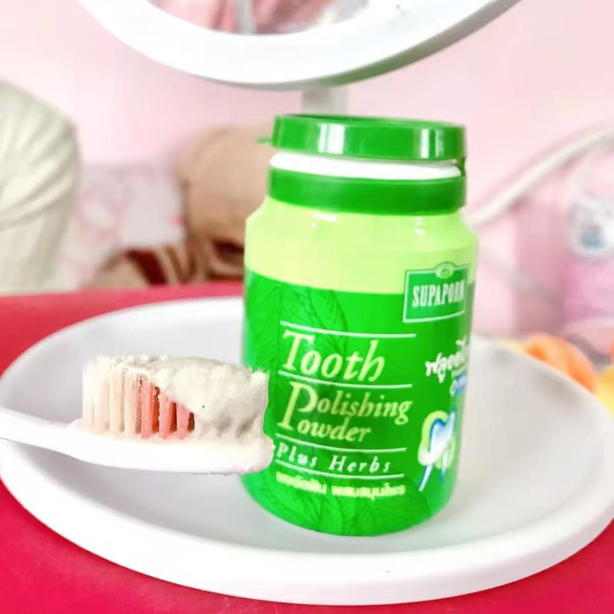 مسحوق أسنان عشبي تايلندي من سو - مراجعة Teeth Whitening Powder وسعره