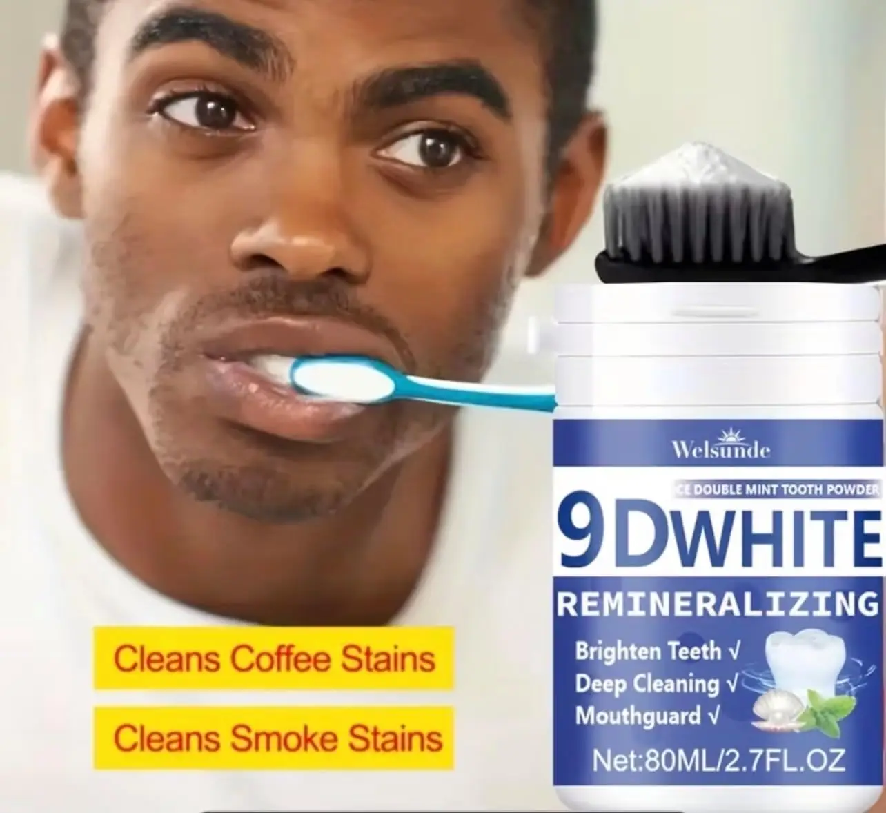 مسحوق أسنان 9D أبيض لإعادة ترس - مراجعة Teeth Whitening Powder وسعره