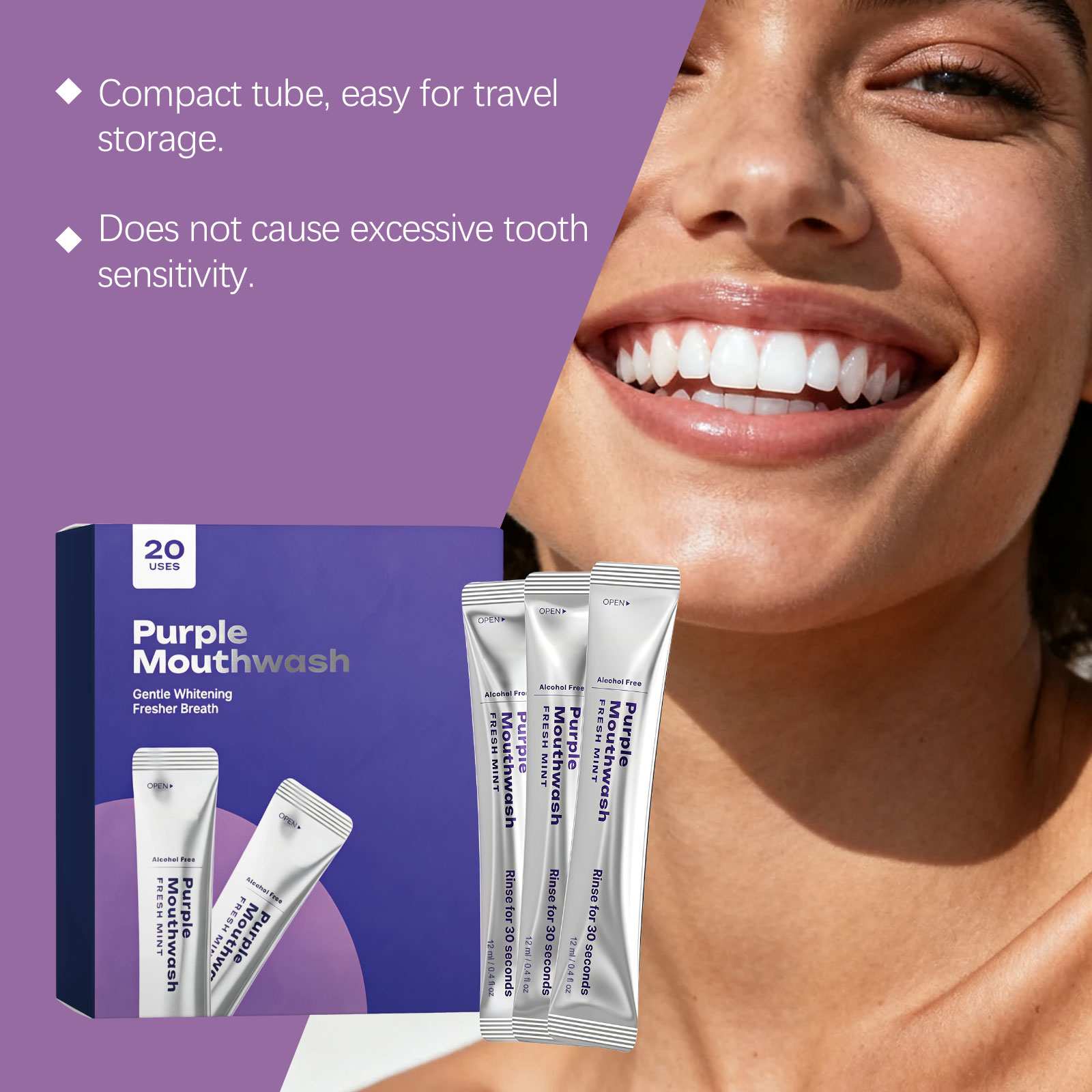 شرائط غسول الفم البنفسجية لدعم - مراجعة Teeth Whitening Promotion وسعره